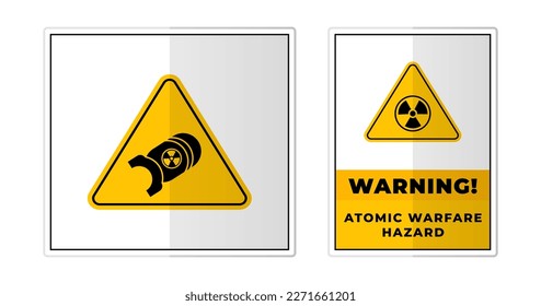 Atomic Warfare Hazard Yellow Warning Sign Label Symbol Vector Illustration