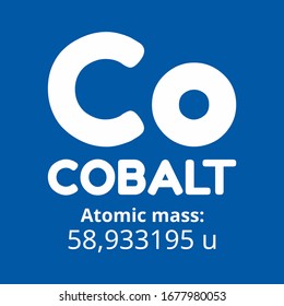 Atomic weight of cobalt. Co chemical element of the periodic table. Vector illustration