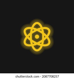Atomic yellow glowing neon icon