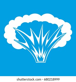 Atomical explosion icon white isolated on blue background vector illustration