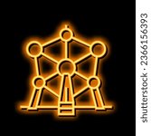 atomium monument neon light sign vector. atomium monument illustration