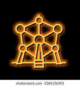 atomium monument neon light sign vector. atomium monument illustration