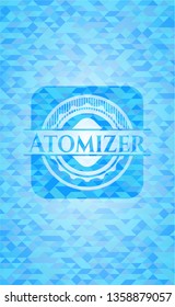 Atomizer light blue emblem with triangle mosaic background