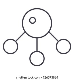 atom,molecula vector line icon, sign, illustration on background, editable strokes