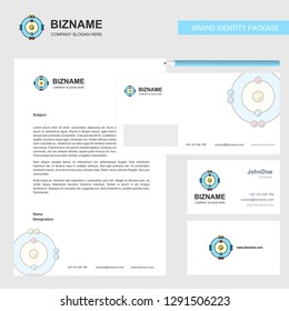 Atoms Business Letterhead, Envelope and visiting Card Design vector template