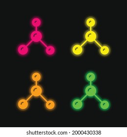Atoms four color glowing neon vector icon