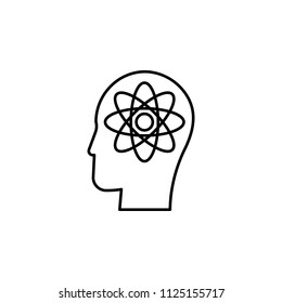 atoms in the head icon. Element of science for mobile concept and web apps. Detailed atoms in the head icon can be used for web and mobile. Premium icon on white background