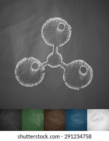 atoms icon. Hand drawn vector illustration. Chalkboard Design