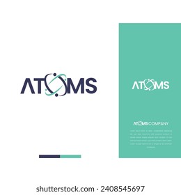 Atoms Logo design wordmark concept 