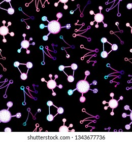 Atoms or molecules. Vector illustration. Seamless pattern for wrapping, covering, cloth.  