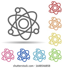 Atoms in multi color style icon. Simple thin line, outline vector of science icons for ui and ux, website or mobile application