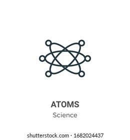 Atoms outline vector icon. Thin line black atoms icon, flat vector simple element illustration from editable science concept isolated stroke on white background
