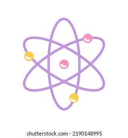 Atoms, school drawing, vector flat illustration on white background