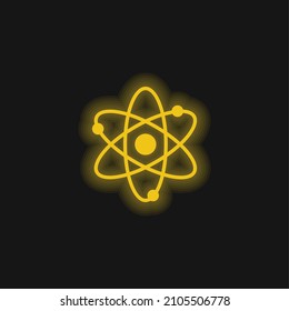 Atoms Yellow Glowing Neon Icon