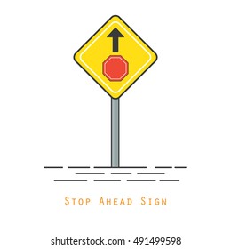 atop ahead traffic sign vector