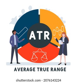 ATR - Tacrónimo medio de verdadero rango. fondo de concepto de negocio.  concepto de ilustración vectorial con palabras clave e iconos. ilustración con iconos para banner web, volante, aterrizaje 
