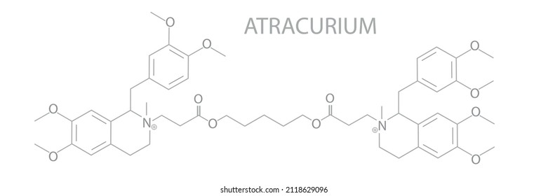 Atracurium chemical molecular skeletal formula. Vector illustration.