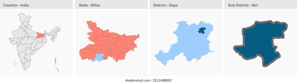 Mapa aéreo (Distrito de Gaya, Estado de Bihar, República de la India), Distrito de Gaya, Estado de Bihar, República de la India, Gobierno de Bihar, Territorio de la India, India oriental, política, aldea, turismo