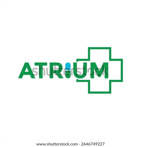 Atrium Brand Logo Featuring a Medical Cross and a Capsule