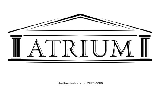 Atrium Covered Portico Classical Arch Vector Logo Roman Classical Arch With Letters Atrium Facade Ionic Icon. Simple Logotype Illustration Column And Portico For Web Or Print Design