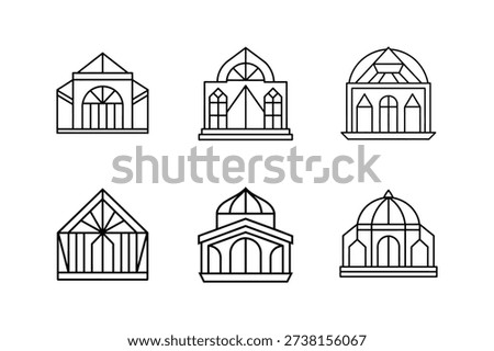 atrium design draft icon line art vector illustration isolated