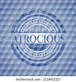 Atrocious blue hexagon emblem. Vector Illustration. Detailed. 