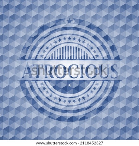Atrocious blue hexagon emblem. Vector Illustration. Detailed. 