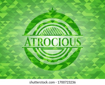 Atrocious green emblem. Mosaic background. Vector Illustration. Detailed.