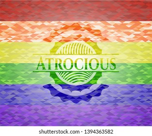 Atrocious lgbt colors emblem. Vector Illustration. Mosaic.