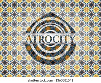 Atrocity arabic style emblem. Arabesque decoration.