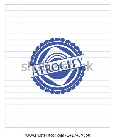 Atrocity pen draw. Blue ink. Vector Illustration. Detailed.