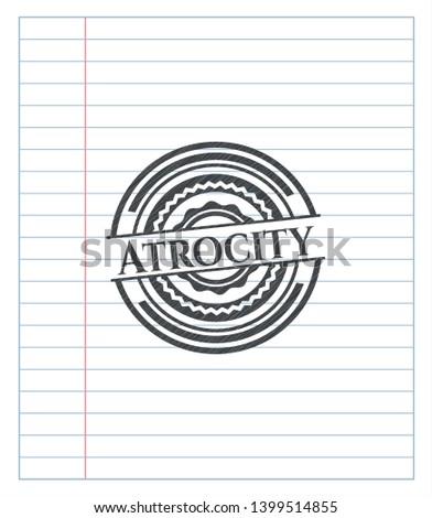 Atrocity pencil emblem. Vector Illustration. Detailed.