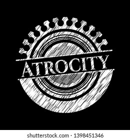 Atrocity written on a chalkboard. Vector Illustration. Detailed.