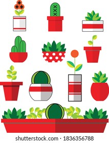 Atrs of Plants set in Red Pot