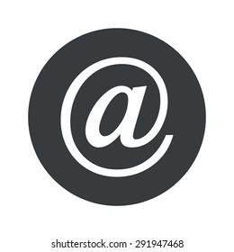 At-sign in black circle, isolated on white