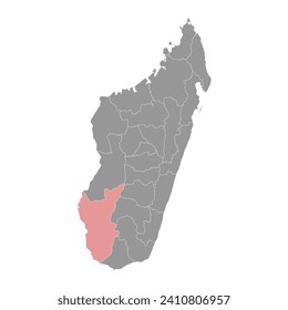 Atsimo Andrefana region map, administrative division of Madagascar. Vector illustration.