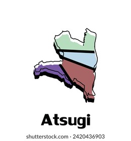 Atsugi map. Blank vector map of the Country. Borders of Japan for your infographic. Vector illustration. design template