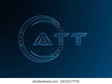 ATT low poly letter logo vector design. ATT lower poly logo design. 