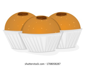 Atta Laddu Indian Sweets or Mithai Food Vector