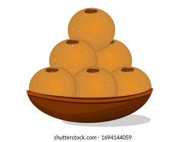 Atta Ladoo or Atte ka Laddu Indian Sweets or Mithai Food Vector