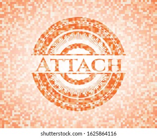 Attach abstract orange mosaic emblem