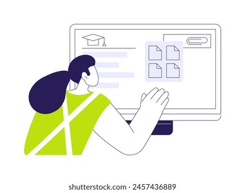 Attach assignment abstract concept vector illustration. Attaching a task in a virtual classrooms, online teaching app, data visualizations, distance training, degree programs abstract metaphor.