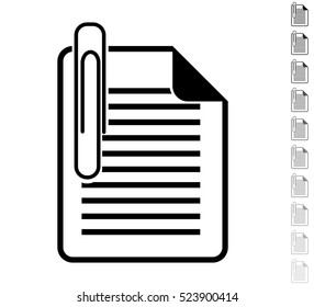 Attach - black vector icon and ten icons in  shades of grey