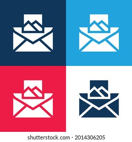 Vier-farbige Icon-Set für Blau und Rot anhängen