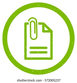 Attach Document grainy textured icon inside circle for overlay watermark stamps. Flat symbol with dirty texture.