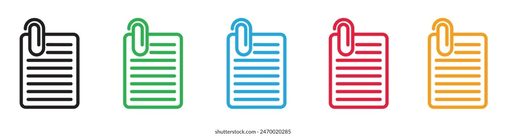 Attach document icon featuring a paperclip and page, perfect for office tasks and digital document management