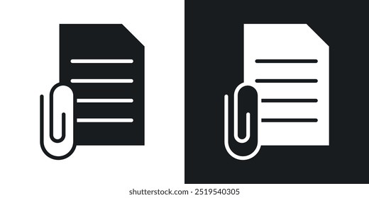 Attach document icon icons in black and white filled style