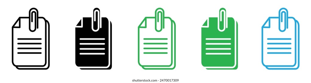 Adjunte un icono de documento que muestre un clip y un documento, perfecto para correspondencia digital y trabajo de oficina