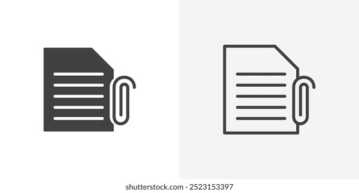 Attach document icon. solid filled and stroke thin line style eps 10