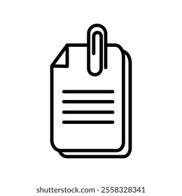 Attach document icon Symbol mark in Outline style